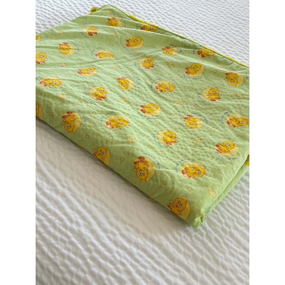 HANDMADE Big Bird Sesame Street Baby Blanket Reversible Plush Toddler 61x39